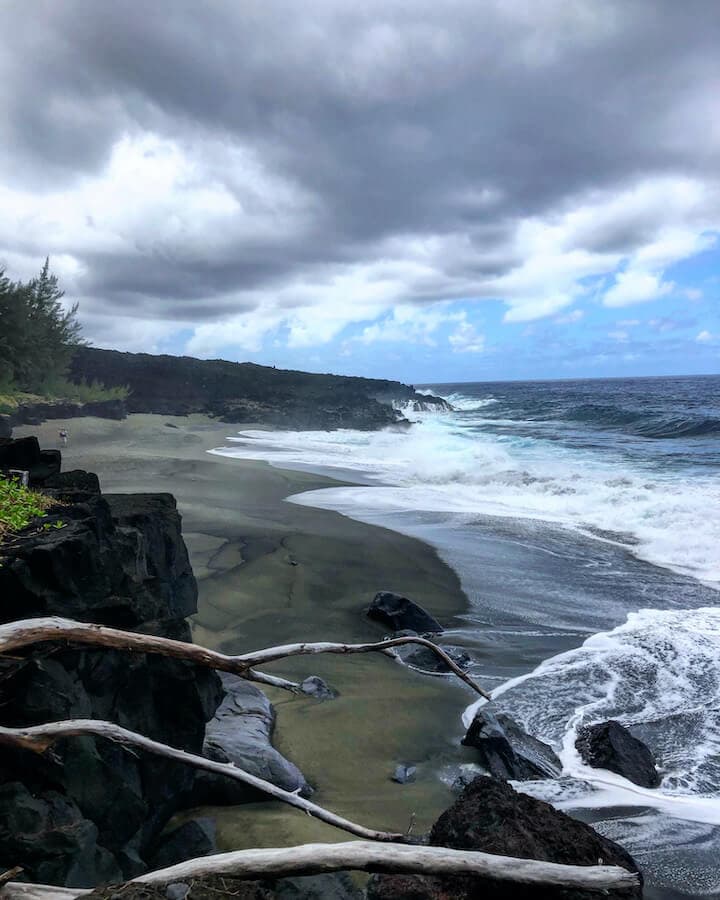 Black sand beach in Reunion island