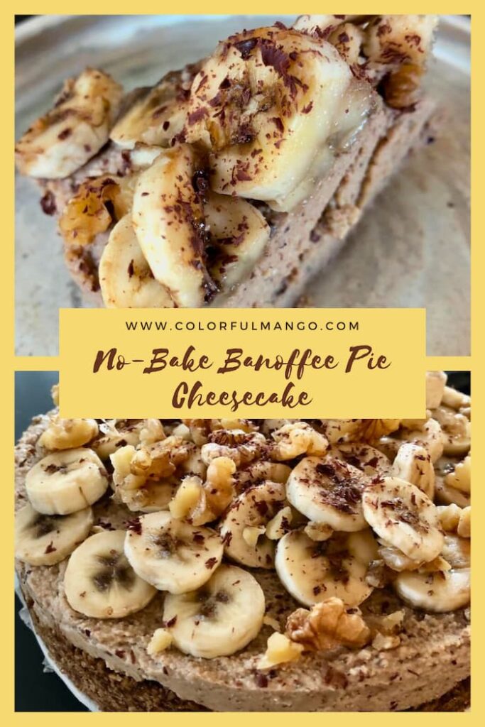 no bake banoffee pie cheesecake with fresh banana topping