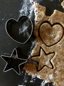 buckwheat gingerbread dough and cookie cutters