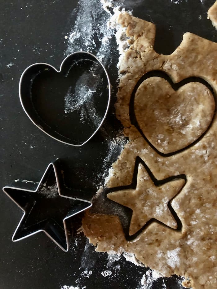 buckwheat gingerbread dough and cookie cutters