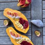 papaya bowl with yogurt and fruit