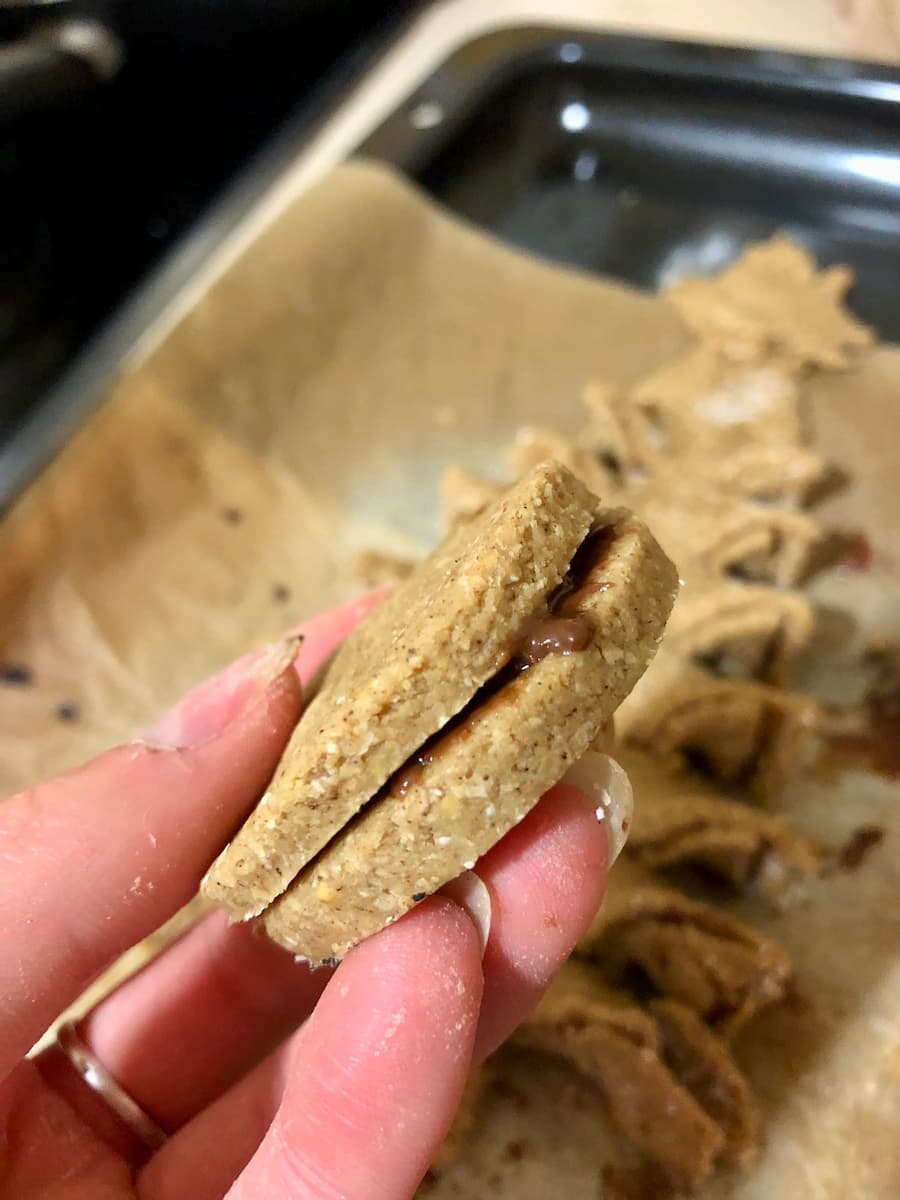 leftover dough nutella filled cookie