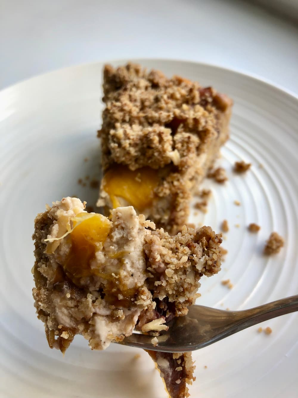 vegan peach cobbler cheesecake