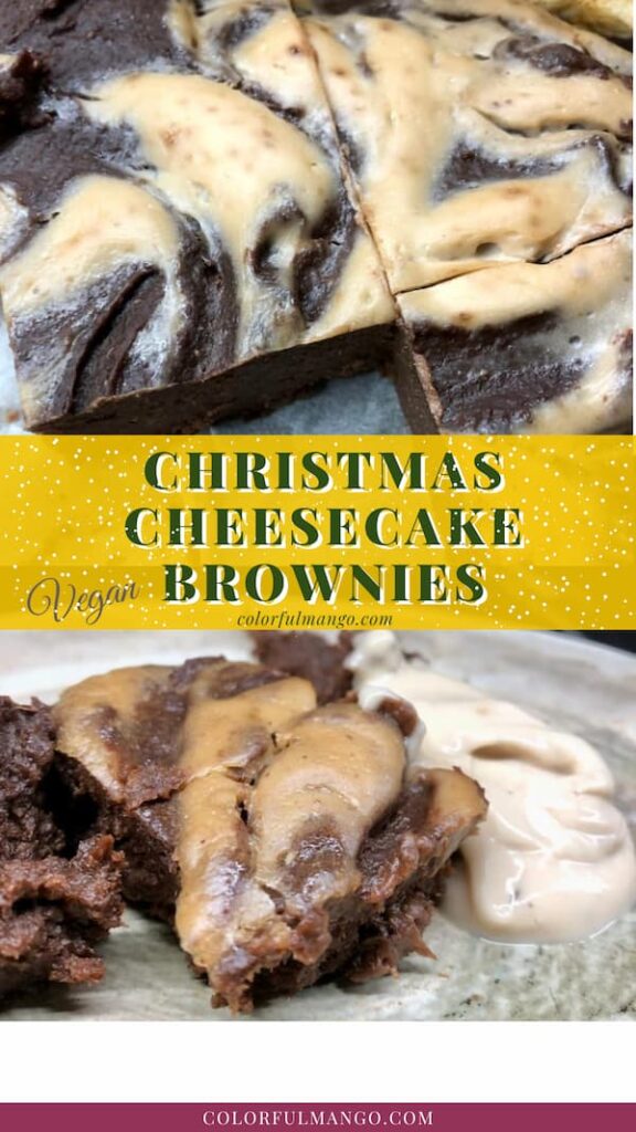 Christmas Cheesecake Brownies on a plate