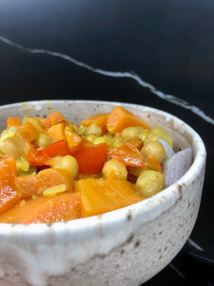 curry pasta in a bowl
