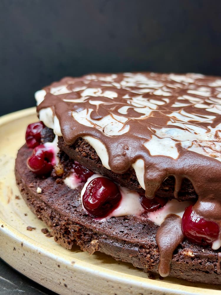 Vegan Black Forest Cake aka Brownie Layer Cake (gluten-free)